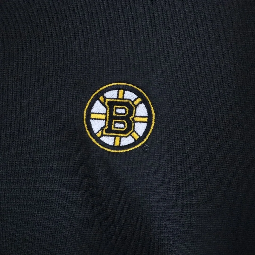 Boston Bruins Polo Shirt Mens Medium Adidas‎ Golf Climalite Black Short Sleeve